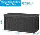 267 Gallon Deck Box Large Outdoor Storage for Patio Furniture,Outdoor Cushions,Garden Tools and Pool Supplies,Waterproof,Resin,Lockable(Black Rattan) by CozyNest Decor