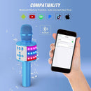BONAOK Karaoke Microphone for Kids & Adults - Bluetooth Microphones Singing Mic with Disco Lights, Echo Effect, Built-in Speaker Portable Karaoke Player for Party Travel Gifts Q78(Blue) by TinyTreasures Baby Boutique