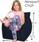 Posh Creations Structured Comfy Bean Bag Chair for Gaming, Reading, and Watching TV, Newport Chair, Microsuede - Navy Blue by TinyTreasures Baby Boutique