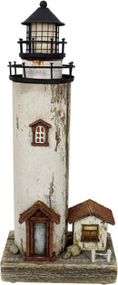 Linfevisi Wood Lighthouse Decor Rustic LED Light House Decor Wooden Decorative Nautical Lighthouse Statue Coastal Beach Themed Lighthouse Handcrafted Tabletop Decoration Home Bathroom (12") by CozyNest Decor