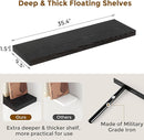 Fun Memories Black Floating Shelves 36 Inch Long, 9 Inch Deep Wall Shelves Set of 2, 36 x 9 Floating Shelf for Wall, Rustic Wood Floating Shelves for Kitchen, Living Room, Bedroom by CozyNest Decor
