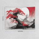 Cherry Blossoms Tapestry, Japanese Red Landscape Asian Abstract Art, Bedroom Living Room Decor 40"x30" by CozyNest Decor