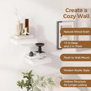 Fun Memories 12 Inch Floating Shelf, Rustic Wood Wall Shelves for Wall Decor & Storage, 12 x 12 Floating Shelf for Living Room, Bathroom, Bedroom, White, Set of 2 by CozyNest Decor