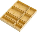 Bathroom Drawer Organizer Trays, Bamboo Silverware Drawer Organizer Kitchen Utensils, 8 PCS Wood Box Stackable Bins for Makeup, Office Desk, Vanity, Junk Drawer by CozyNest Decor