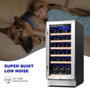 Tylza 15 Inch Wine Cooler Under Counter, 33 Bottle Built-in Wine Fridge with Stainless Steel Tempered Glass Door, Temp Memory Function, Freestanding Fast Cooling Wine refrigerator, Quiet Operation by CozyNest Decor