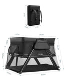Lilian&Gema 2-in-1 Travel Crib, Portable Crib with Backpack, Lightweight Baby Travel Playpen, Foldable Play Yard with Thick Mattress for Babies & Toddlers, Baby Travel Essential by TinyTreasures Baby Boutique