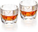 KAMMAK Crystal Whiskey Glasses Set of 2, 7.1oz Old Fashioned Glasses Stemless, Hand Blown White Cocktail Glasses, Luxury Handcrafted Cut Ice Ball Cup for Women, Perfect Men Gift for Bourbon by CozyNest Decor
