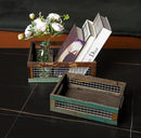 TIMRIS Set of 2 Rustic Wooden Countertop Baskets, Farmhouse Distressed Nesting Boxes, Small Decorative Wooden Storage Crates, Reclaimed Wood Organizer Baskets with Wire Mesh (Random) by CozyNest Decor