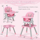 HONEY JOY 8 in 1 Baby High Chair, Convertible Highchair for Babies and Toddlers/Table and Chair Set/Building Block Table/Booster Seat/Stool/Toddler Chair with Safety Harness (Pink) by TinyTreasures Baby Boutique