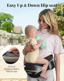 Baby Carrier Pro, MOMTORY Safety-Certified 6-in-1 Ultra Storage Baby Carrier Newborn to Toddler, Front & Back Baby Holder Carrier with Hip Seat, Pure Black by TinyTreasures Baby Boutique