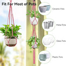 USLAI Macrame Plant Hanger Indoor Outdoor, Up to 4-15 inch Pot, Heavy 20lb Planters, Extra Long Strong Hanging Planter Basket Holder, Boho Home Decor, 35+49 Inch, Yellow (POTS NOT Included) by GreenHaven Gardens