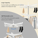 SUYU Clothes Drying Rack,Folding Clothes Drying Tree, 2 Layer with 24 Clips and 3 Rotatable Arms,66.9-Inch Indoor Clothes Rack,Stainless Steel,4 Legs,White and Silver SNJ102 by TinyTreasures Baby Boutique