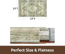 AMOAMI-3X5 Area Rug-Soft Washable Vintage Throw Accent Rugs for Living Room, Entryway, Bedroom, Kitchen, Bathroom, Laundry Room, Kitchen, Bathroom, Bedside, No Slip Green by CozyNest Decor