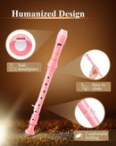 Eastar Soprano Recorder Instrument for Kids Beginners, German Fingering C Key with Cleaning Kit, Thumb Rest, Cotton Bag, Fingering Chart, ERS-21GP, Pink, School-Approved by TinyTreasures Baby Boutique