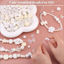 Assorted 170-230PCS White Acrylic Beads for Bracelet Making, Flower Bow Butterfly Candy GummyBear Aesthetic Bracelet Charms,Cute Beads for Jewelry Making DIY Necklace Keychain Phone Charm by TinyTreasures Baby Boutique