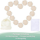 wegreeco Nursing Breast Pads (14 Pack) + Laundry Bag & Travel Storage Bag, 4.7 inch Option - Washable & Reusable Breastfeeding Nursing Pads (Light Coffee Checkerboard, Large, Plain Shape) by TinyTreasures Baby Boutique