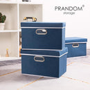 PRANDOM Collapsible Storage Bin with Lid [1-Pack] Fabric Foldable Storage Box Organizer Container Basket Cube with Cover for Home Bedroom Closet Office Nursery Royal Blue(14.9x9.8x9.8) by TinyTreasures Baby Boutique