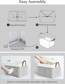 StorageWorks Storage Bins, Fabric Storage Bins for Shelves, Large Storage Baskets with Metal Frame, Closet Baskets and Bins with Handles, Gray and White, 2-Pack by TinyTreasures Baby Boutique