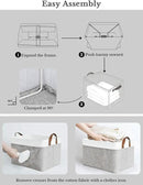 StorageWorks Storage Bins, Fabric Storage Bins for Shelves, Large Storage Baskets with Metal Frame, Closet Baskets and Bins with Handles, Gray and White, 2-Pack by CozyNest Decor