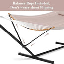 SUNCREAT 55 Inch Large Double Hammock with Stand, 450lbs Capacity, Outdoor Portable Hammock with Curved Spreader Bar, Extra Large Pillow, Tan by GreenHaven Gardens