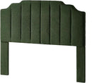24KF Dark Green Teddy Fabric Tufted for Queen Upholstered Headboard, Modern Vertical Channel Design Full Headboard with Stepped Silhouette Top Edge, 6026-Q-Teddy Dark Green by CozyNest Decor