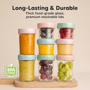 KeaBabies 4pk 8oz & 4pk 4oz Glass Baby Food Containers with Lids - Leak-Proof,Microwavable Small Glass Jars,Baby Purees & Toddler Snack Storage Containers,BPA-Free,Dishwasher & Freezer Safe(Musk Dusk) by TinyTreasures Baby Boutique