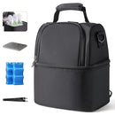 NCVI Breastmilk Cooler Bag with 2 Ice Pack, Breast Pump Bag with Cooler Fits 6 Bottles, Double Layer Breast Milk Travel Bag Baby Bottle, for Travel, Nursing Mom Daycare, Work, Picnic (Black) by TinyTreasures Baby Boutique