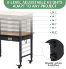 48'' Adjustable Workbench, Heavy Duty Workbench with Drawer and Backplate, 2000 LBS Capacity Work Table with Power Outlet and Lockable Wheels, Suitable for Office, Garage, Workshop by GreenHaven Gardens