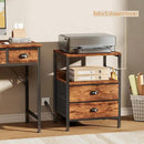 Furologee Night Stand with Charging Station, Bedside Table with Fabric Drawers, End Table with USB Ports & Outlets, Rustic Nightstand with Storage Shelf & Hooks, for Living Room/Bedroom, Rustic Brown by CozyNest Decor