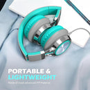 AILIHEN C8 Wired Headphones with Microphone and Volume Control Folding Lightweight Corded Headset for Cellphones Tablets Chromebook Phones Smartphones Laptop Computer PC Mp3/4 (Grey/Mint) by TinyTreasures Baby Boutique
