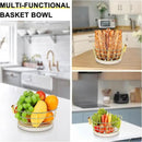 Livabber Countertop Fruit Basket Bowl with Banana Hanger, Modern Standing Fruit Vegetable Bowl Storage, with Banana Tree Holder for Kitchen Dinning Table (Round Marble, Gold) by CozyNest Decor