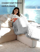 YnM Chunky Throw Blanket, Hand Knitted with Chenille Yarn, Skin Friendly, Ventilated and Breathable, Machine Washable, Home Décor Piece for Couch, Sofa and Bed (Glacier Grey, 60x80 Inch) by CozyNest Decor