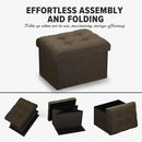LINMAGCO Ottoman Storage Ottoman with Storage Small Foot Rest Stool Under Desk Stool Short Folding Footrest Linen Cloth Brown 16X12X12IN by CozyNest Decor
