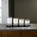 Young's Inc. 4 Pcs Set Plaid with Bamboo Lids Ceramic Canisters- Storage Container for Kitchen and Bathroom - Beautiful Home Decor Accent to Store Food, Coffee, Tea, and More - Black, White by CozyNest Decor