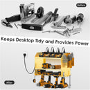CCCEI Modular Power Tool Organizer Wall Mount with Charging Station. Garage 4 Drill Storage Shelf with Hooks, Drill Bit Heavy Duty Rack, Gold Tool Battery Holder Built in 8 Outlet Power Strip. by GreenHaven Gardens