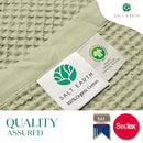 Salt Earth GOTS Certified 100% Organic Cotton Throw Blanket, 108" X 90" Waffle Blankets & Throws for Bed, Throw Blanket for Couch, Modern & Cozy Blanket, All Seasons, Comfy & Soft Blanket (Sea Foam) by TinyTreasures Baby Boutique