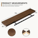 Floating Shelves 36 Inches Long - 8 Inch Deep Rustic Solid Pine Wood for Storage - Farmhouse Wall Mounted for Living Room - Heavy-Duty Metal Bracket - 36" W x 8" D - Set of 2 - American Walnut Color by CozyNest Decor