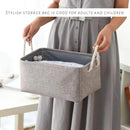 TcaFmac Storage Bins for Organization - Large 3 Pack Canvas Storage Basket for Shelves with Handles, Collapsible Baskets for Organizing for Closet Dog Laundry (Grey 16x12x8 inch) by CozyNest Decor