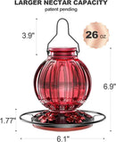 2 Pack Glass Hummingbird Feeder for Outdoors Hanging, Bird Nectar Feeder with Perch & 5 Flower Feeding Ports, 26 Oz Leak Proof for Outside Garden Decor Backyard, Gifts for Women Mom, Red & Green Blue by GreenHaven Gardens