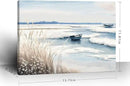 amatop Coastal Wall Art - Nautical Ocean Canvas Print with Light Blue & White Seascape, Boat, Reeds - Beach Picture for Modern Farmhouse, Lake House, Bedroom, Bathroom, Beach-Themed Artwork，16x12 by CozyNest Decor