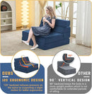 jela Foldable Sofa Bed Soft Foam Convertible Sleeper Chair Luxury Miss Fabric Fold Out Chair Bed Floor Couch with Back Support Floor Sofa for Living Room Bedroom (83"x33",Navy) by CozyNest Decor