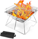 Odoland Folding Campfire Grill, 304 Stainless Steel Grate Barbeque Grill, Portable Camping Grill with Legs for Picnics, Backpacking, Outdoor with Carrying Bag and Kitchen Tongs by GreenHaven Gardens