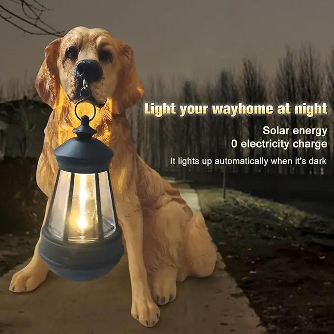 Notakia Golden Retriever Statue Outdoor with Solar Led Home Garden Decoration Windproof Lamp Realistic Dog Decor(Golden Retriever &LED), photo 4 of 7