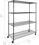 Seville Classics UltraDurable Heavy Duty NSF Solid Steel Wire Rack Storage Unit, Organizer for Garage, Warehouse, Office, Restaurant, Classroom, Kitchen, Black, 4-Tier Shelving, 60" W x 24" D by CozyNest Decor