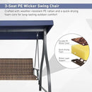 BPS 3 Seat Outdoor Porch Swing with Adjustable Canopy, PE Wicker Patio Swing Chair with Quick-Drying Foam Seat, 882 LBS Capacity, Proch Swings for Deck, Backyard, and Lawn, Dark Blue by GreenHaven Gardens
