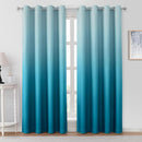 HOMEIDEAS Turquoise Ombre Blackout Curtains 52 X 96 Inch Length Gradient Room Darkening Thermal Insulated Energy Saving Grommet 2 Panels Window Drapes for Living Room, Bedroom by TinyTreasures Baby Boutique