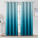HOMEIDEAS Turquoise Ombre Blackout Curtains 52 X 84 Inch Length Gradient Room Darkening Thermal Insulated Energy Saving Grommet 2 Panels Window Drapes for Living Room, Bedroom by TinyTreasures Baby Boutique