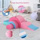 Lischwert Foam Climbing Blocks, Soft Climbing Toys for Toddlers, 5 Pieces Crawl and Climb Foam Playset with Foldable Block and Tunnel, Indoor Climber Activity Play Set for Kids Age 1+(Pink Blue) by TinyTreasures Baby Boutique