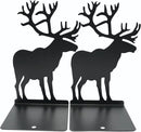 Winterworm Fashion Creative Cartoon Cute Iron Elk Moose Pattern Nonskid Metal Office Desk Bookends (Black) by CozyNest Decor
