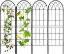 LZRS 4 Pack 71x20in Rustic Iron Arch Decoration Garden Trellis with Black Metal Coating – Perfect for Supporting Climbing Plants Outdoor, Roses, Vines, Flowers, and Vegetables. by GreenHaven Gardens
